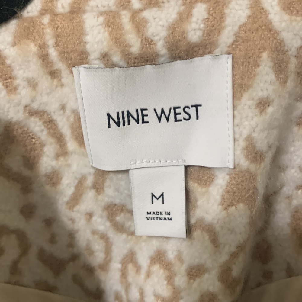 NWT Nine West Cream Tan Long Leopard Coat Size Medium Retail $118 - Picture 2 of 11